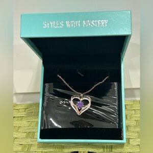 Louisa Secret Love Heart Rose Gold/Purple Gemstone 925 Sterling Silver NEW